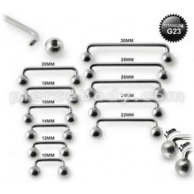 10pc.(14g 10mm-30mm) Grade 23 Solid Titanium Surface Piercing free shipping