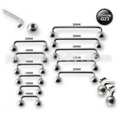 10pc.(14g 10mm-30mm) Grade 23 Solid Titanium Surface Piercing free shipping