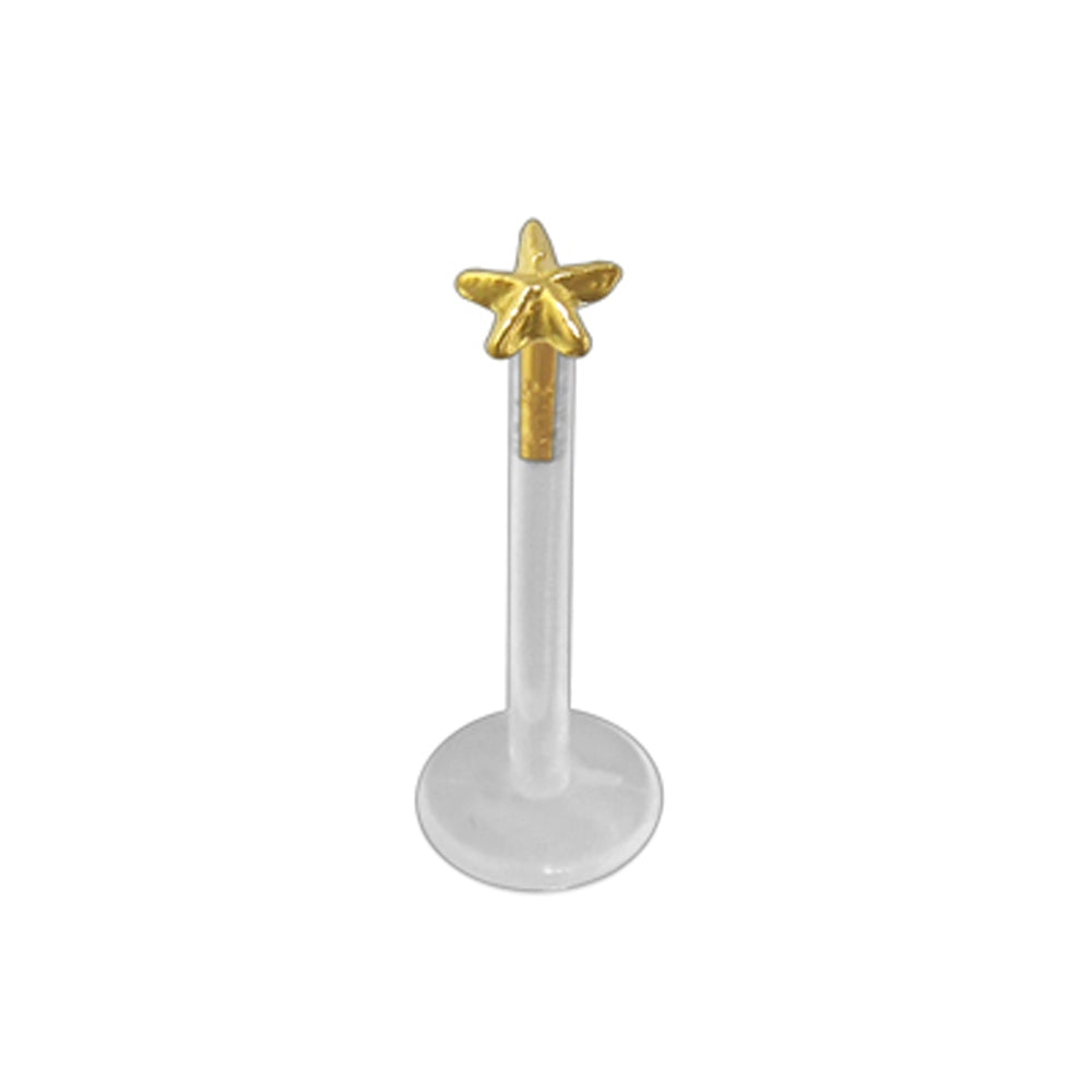 Bio-Plast Lip Labret with Star 14K Gold Top