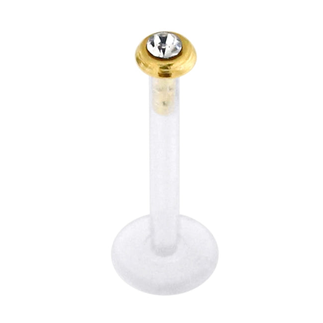 Bio-Plast Lip Labret with 14K Gold 2 mm Jeweled Round Head