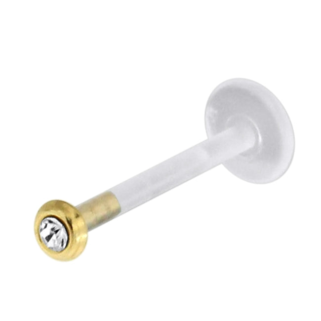 Bio-Plast Lip Labret with 14K Gold 2 mm Jeweled Round Head