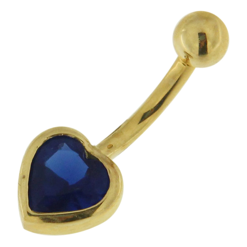 6mm Heart Jeweled 14K Gold Navel Banana Ring