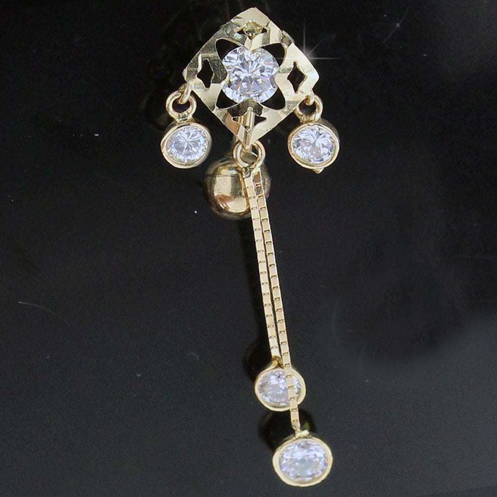 14K gold Belly Ring With Dangling Jeweled Giraffe