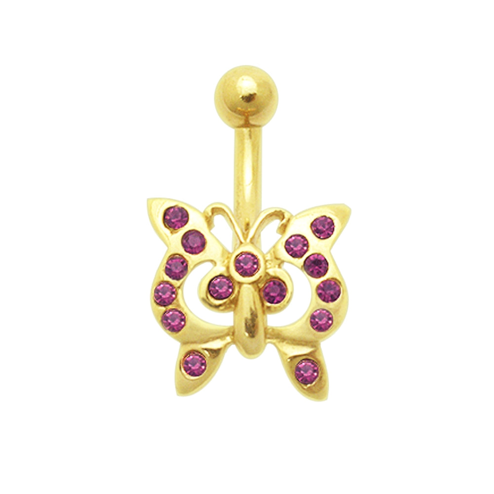 14K Gold Butterfly Belly Ring