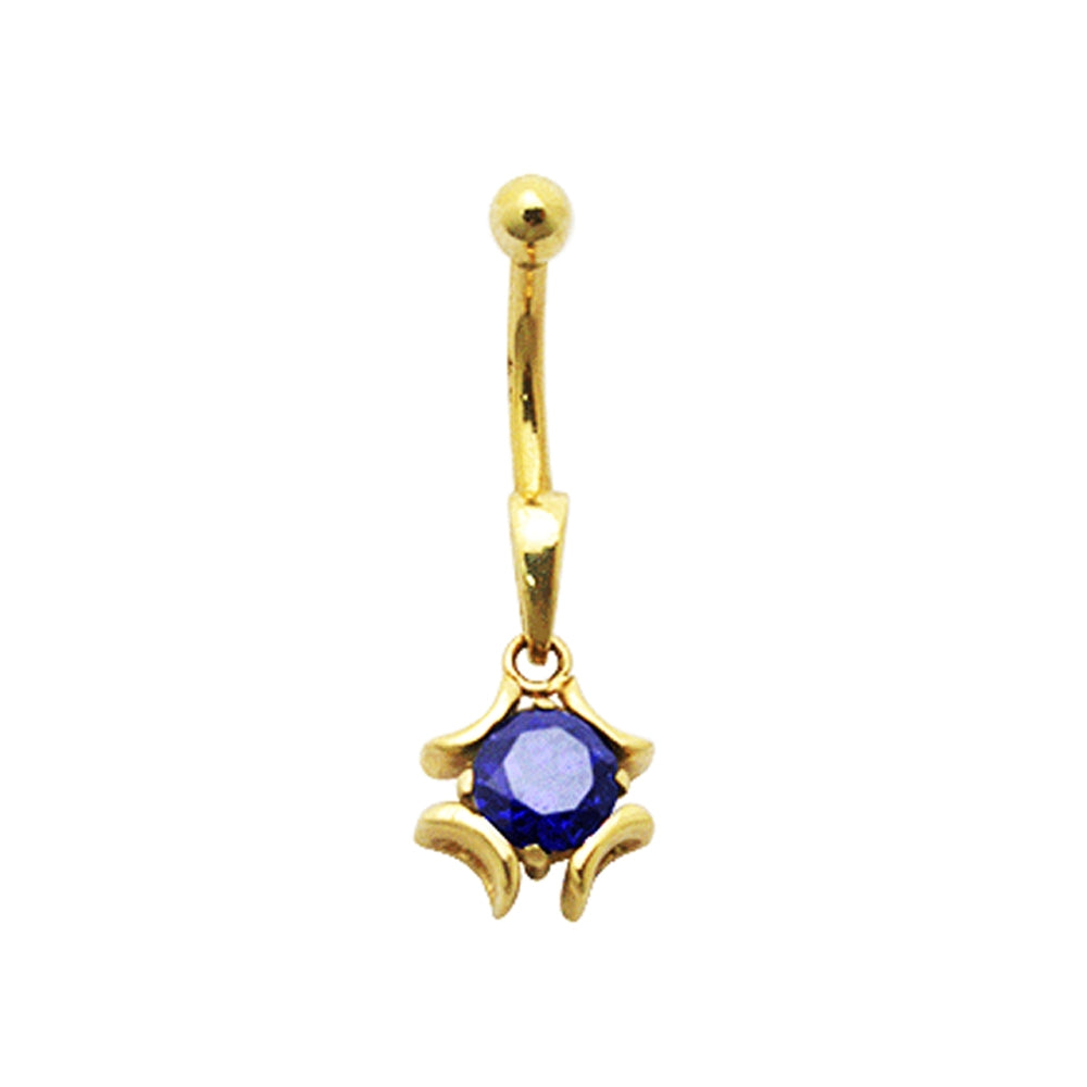 Jeweled 14K Gold Navel bar