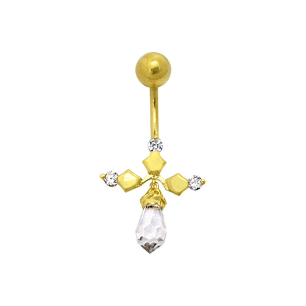 14K Gold Dangling Belly Ring