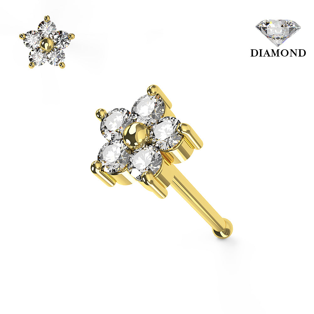 Genuine DIAMOND Nose Pin With 14K Gold