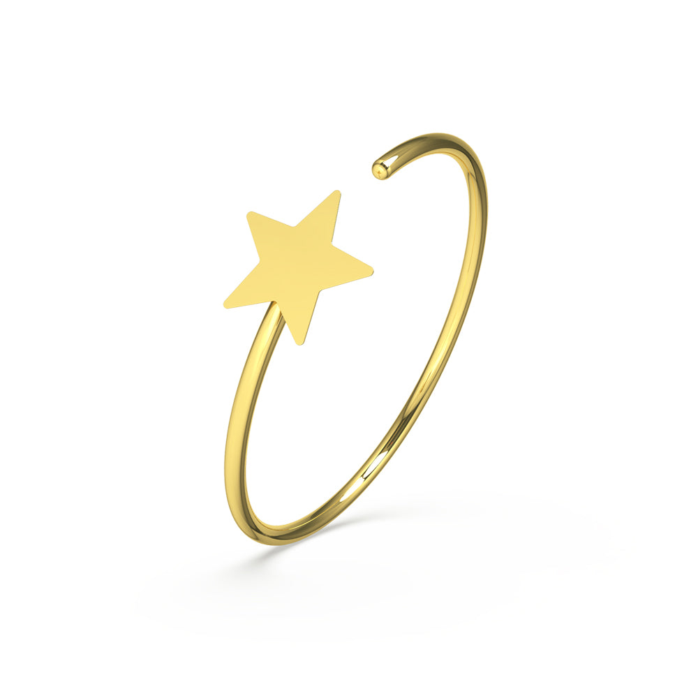 14K Gold Star Open Hoop Nose Ring