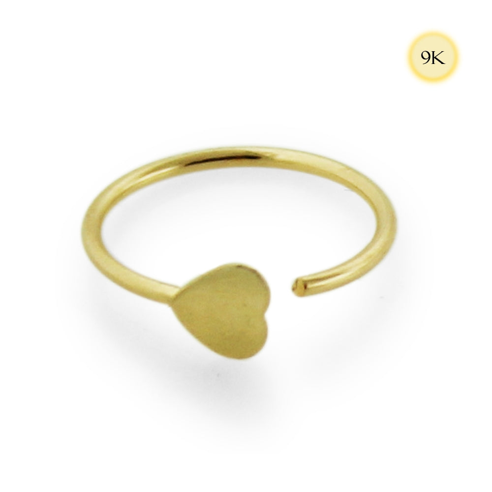 14K Gold Heart Open Gold Nose Hoop