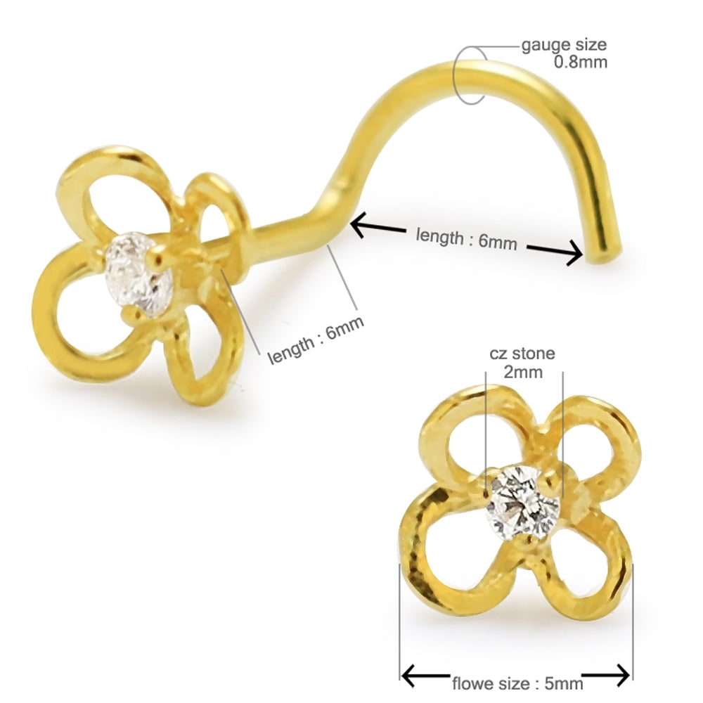 14K Gold Butterfly Nose Screw