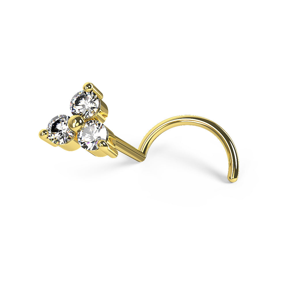 14K Gold Tri Flower Nose Screw