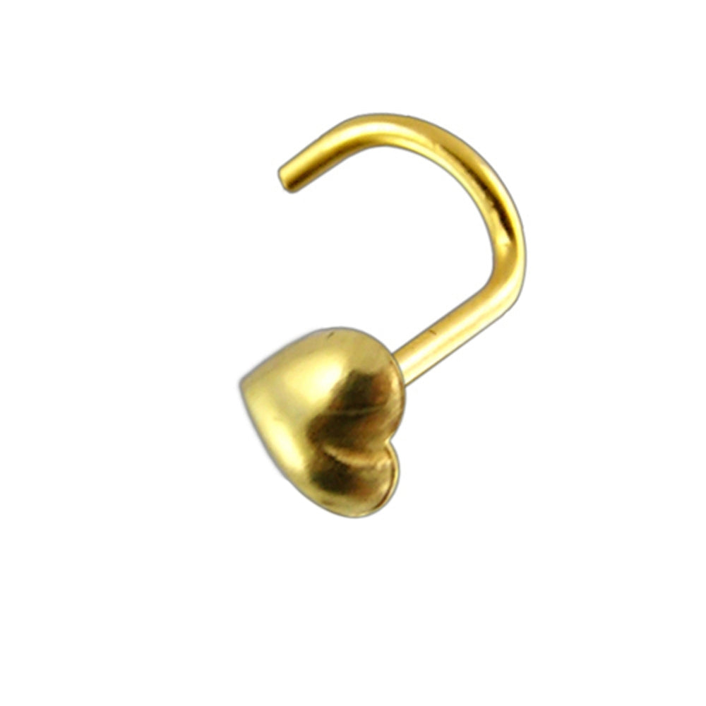 14K Gold Heart Nose Screw