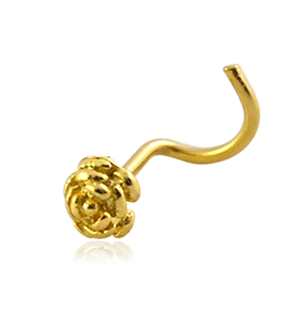14K Gold Rose Nose Screw