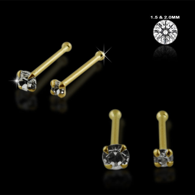 14K Gold Ball End Nose Pins in Mini Box