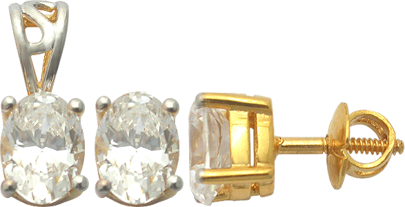 22K 6X8mm Oval Shaped Gold Set Jewelry