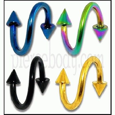 4pcs. 1.2x10mmx3/3 Surgical Steel Anodized Twisted Barbell Free Shipping