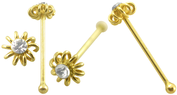 9K Jeweled Coiled Ball End Nose Stud