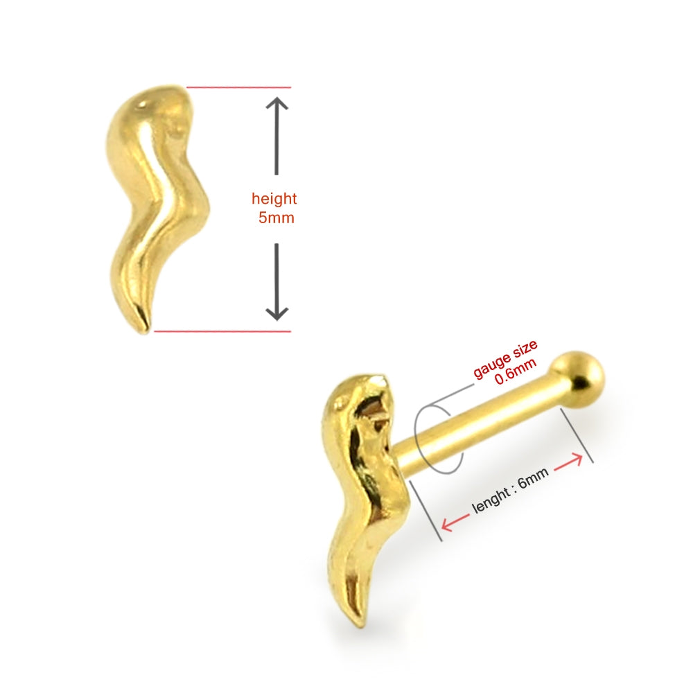 9K Gold Sperm Ball End Nose Pin