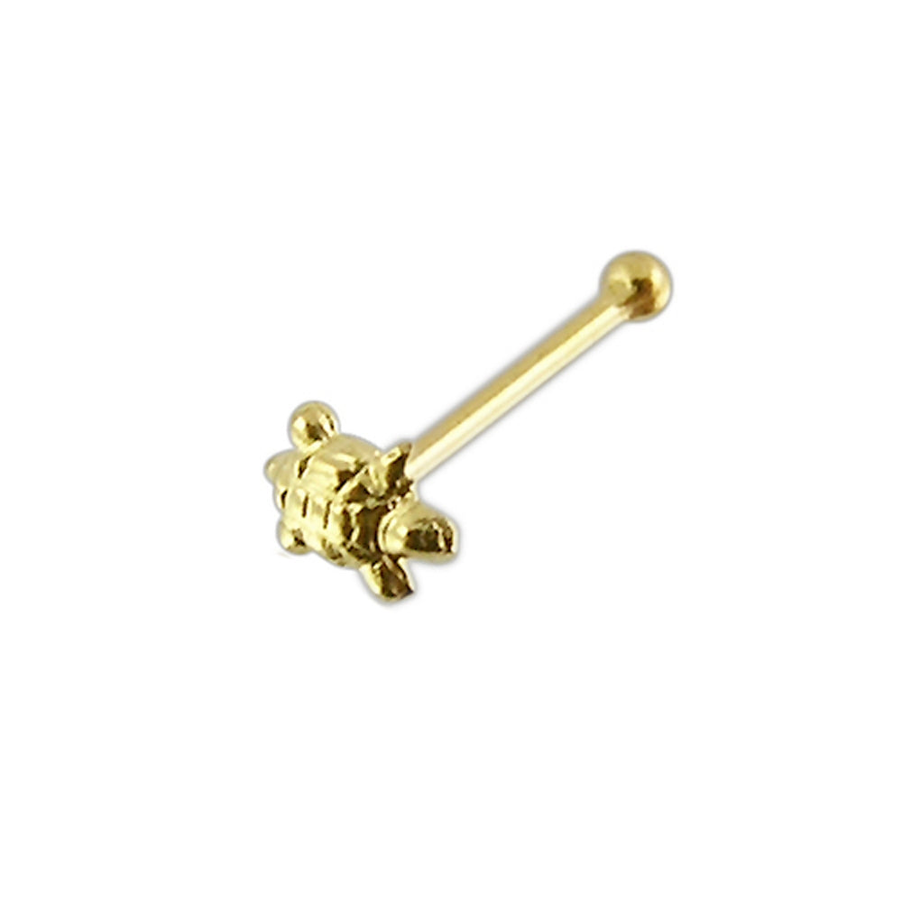 9K Gold Turtle Ball End Nose Pin