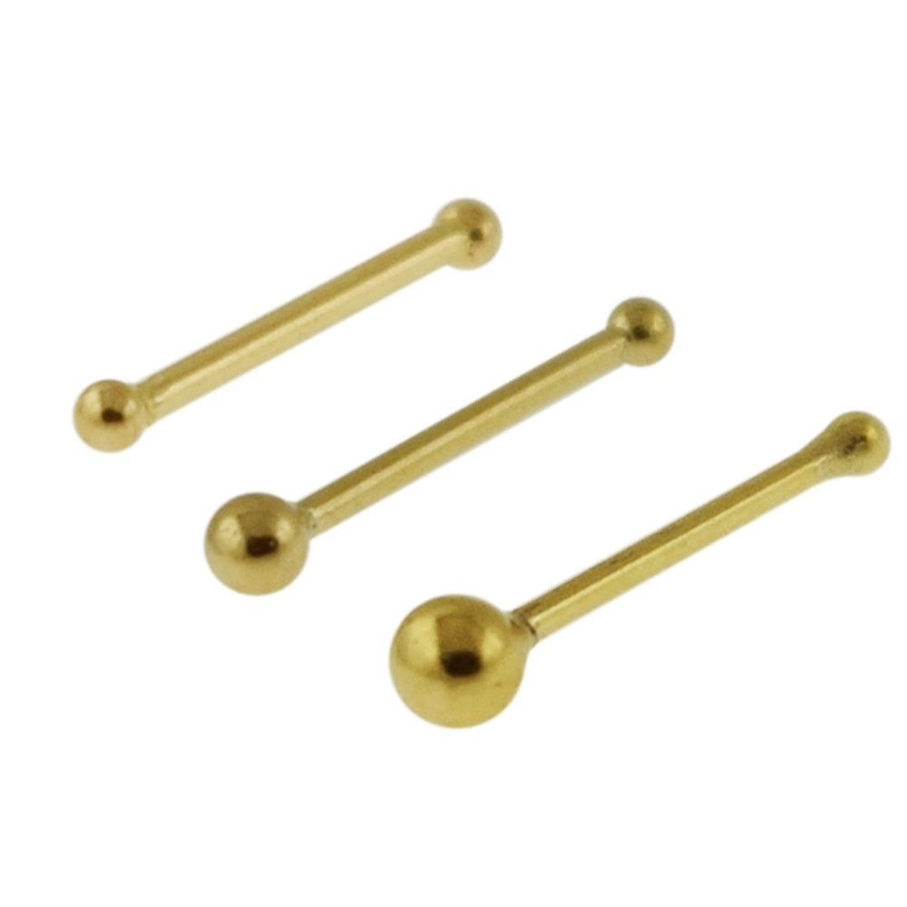 9K Solid Yellow Gold Plain Top Ball Nose Bone in Box