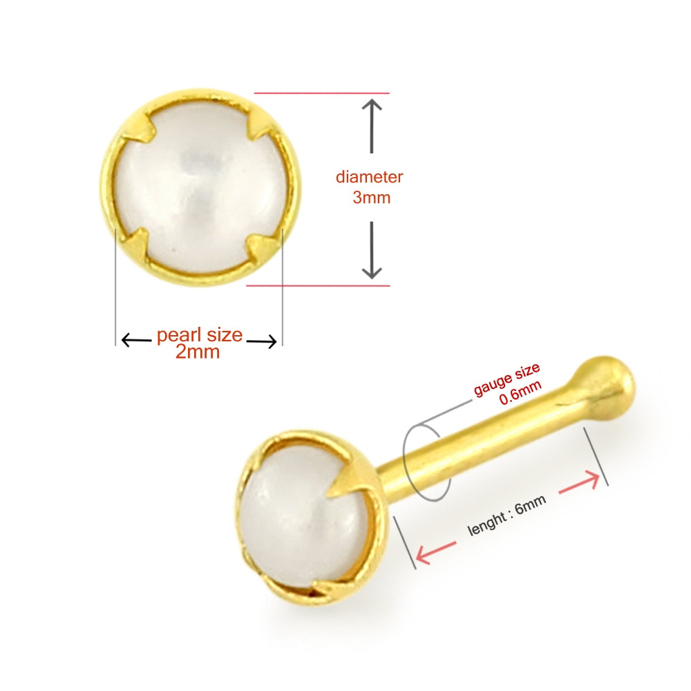 9K Gold Natural Pearl Nose Pin