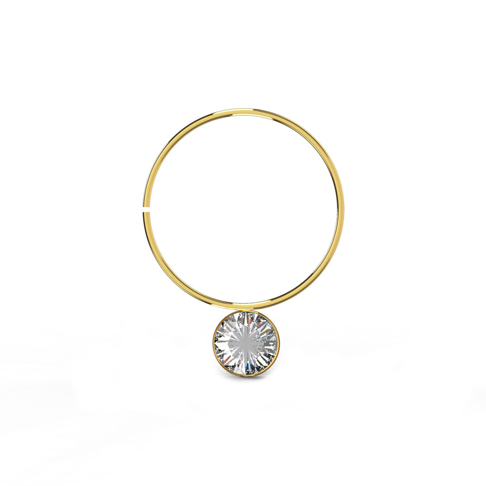 9K Gold Jeweled Seamless Continues Hoop Nose Ring