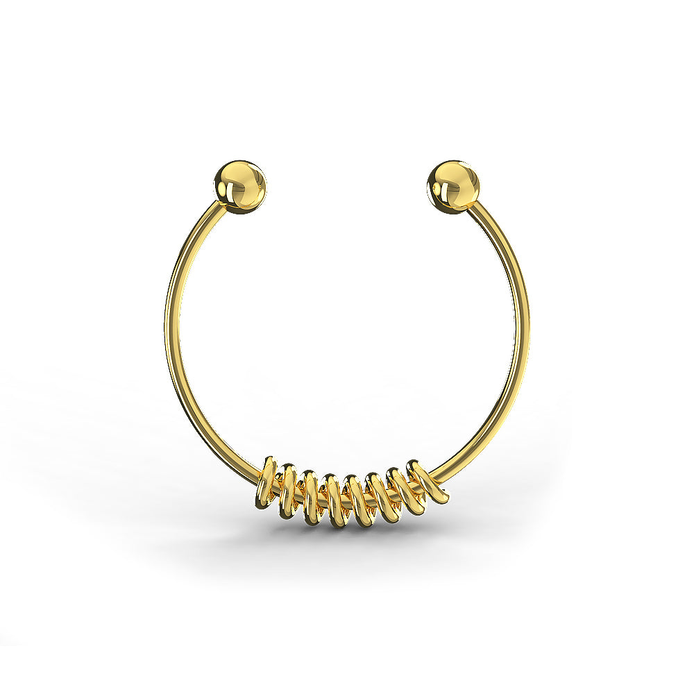 9K Yellow Gold Circular Spring Septum Ring