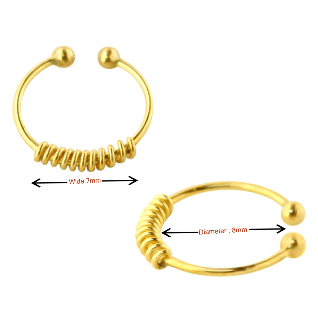 9K Yellow Gold Circular Spring Septum Ring