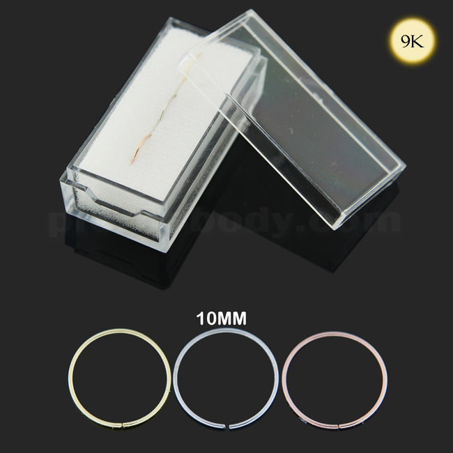 9K Gold 10 mm Seamless Continuous Nose Hoop Ring in Box