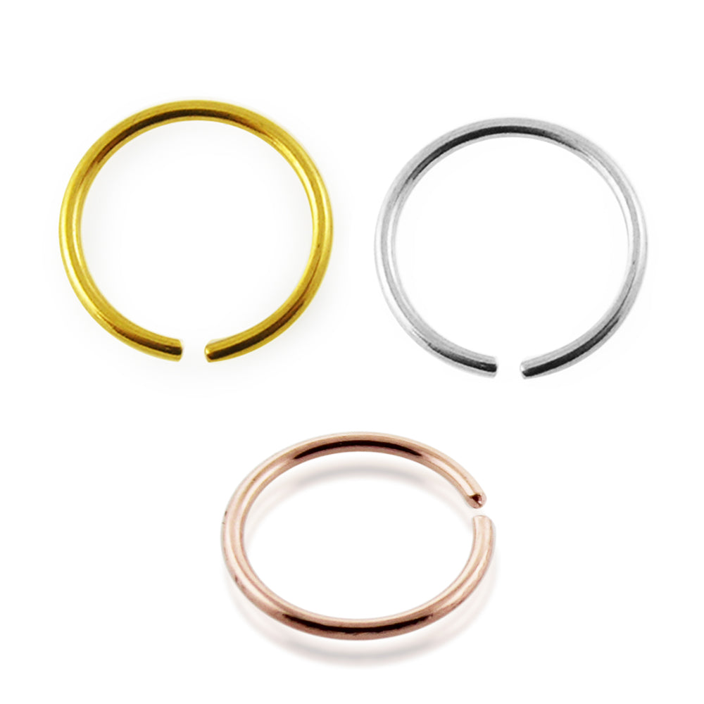 9K Gold Seamless Continuous Hoop Nose Ring in a Box