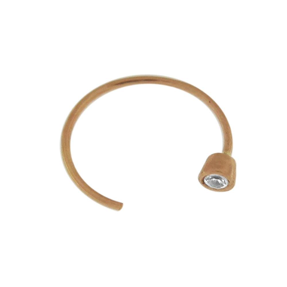 9K Gold Open Hoop Nose Ring with Bezel Setting CZ in a Box