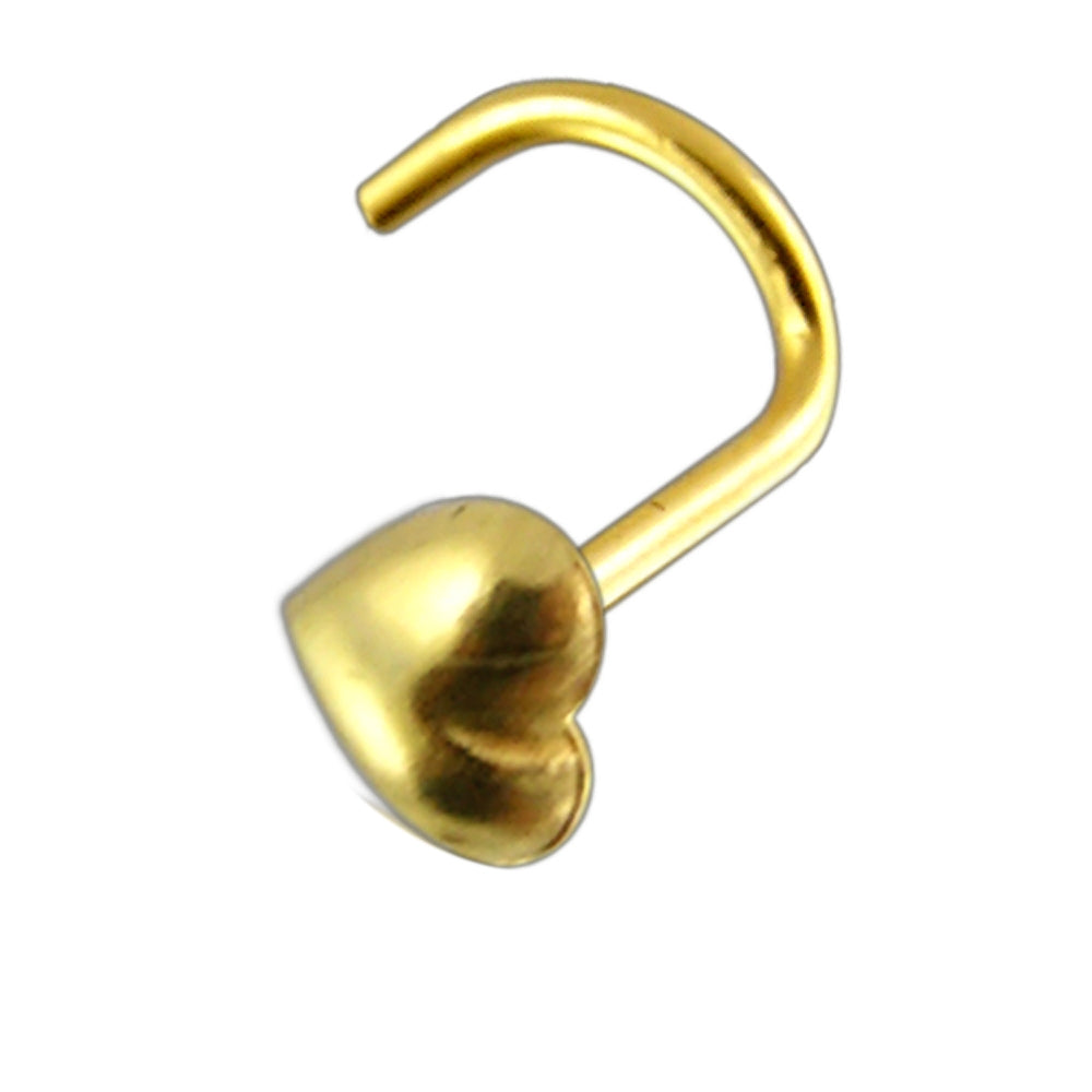 9K Gold Heart Nose Screw