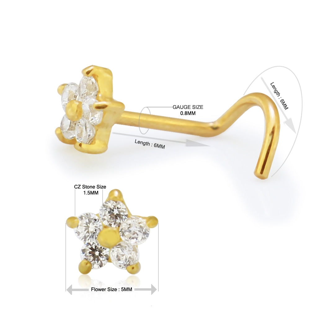 9K Gold Flower Nose Screw