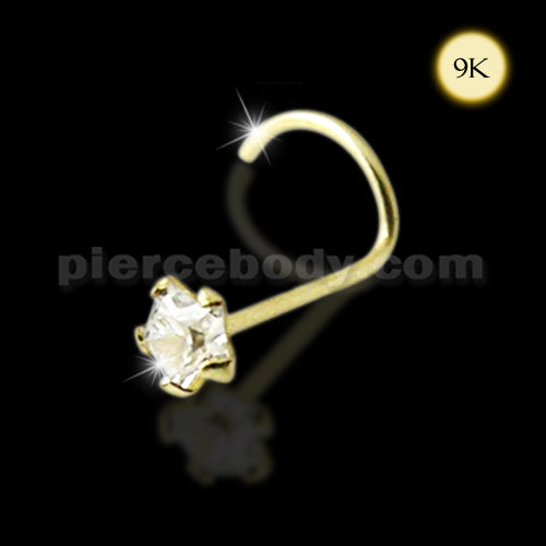 9K Solid Yellow Gold 3mm Star CZ Nose Screw