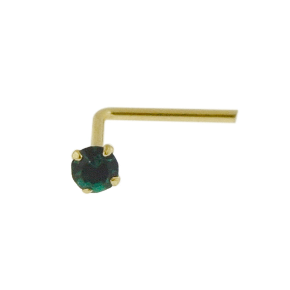 9K Gold Emerald Jeweled Nose Stud