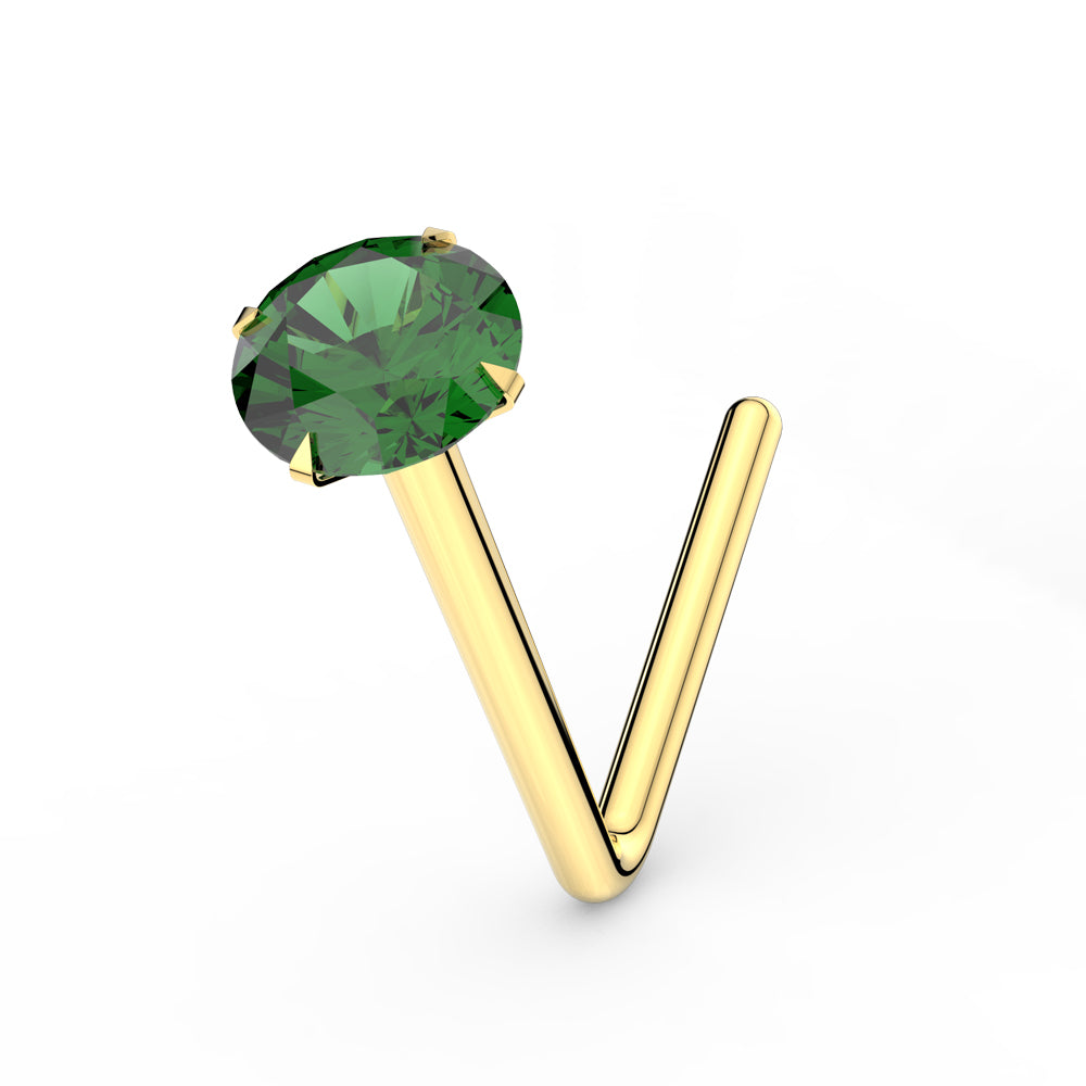 9K Gold Emerald Jeweled Nose Stud