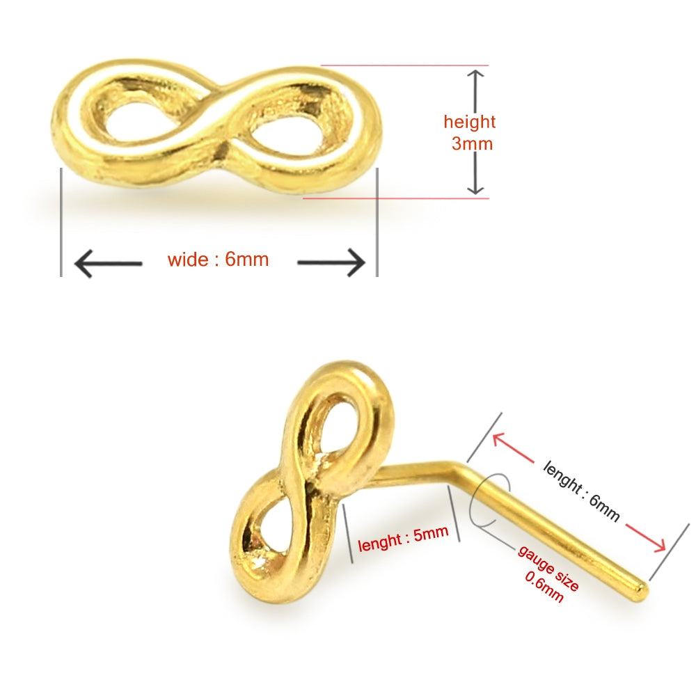 9K Gold L-Shaped Infinity Nose Stud