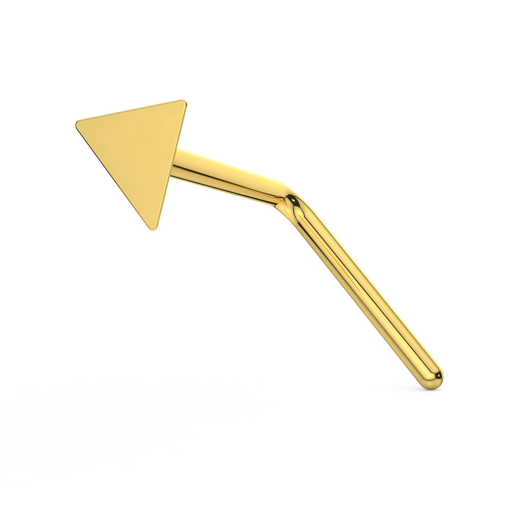 9K Gold L-Shaped Flat Triangle Nose Stud