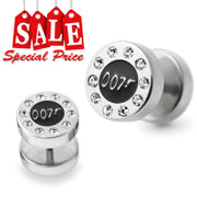 007 Logo Jeweled Fake Ear Tunnel