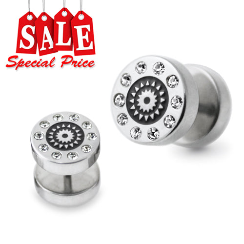 Multi Surgical Steel CZ Fake Ear Plug Stud
