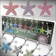 Mix Colors Star Fish Silver Belly Ring