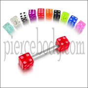 Surgical steel Tongue Barbells with UV Dice