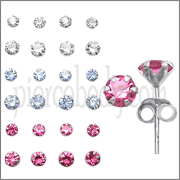 3mm & 4mm Glass Stone Ear Studs in a 12 pair Tray