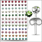 48 Pairs of 3MM Star Set Birthstone Earring