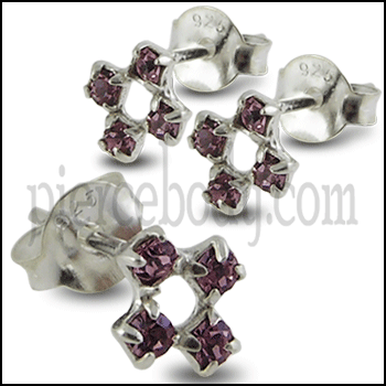 1.5mm Amethyst Tetra Claw Set Ear Stud