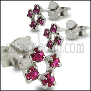 1.5mm Pink Tetra Claw Set Ear Stud