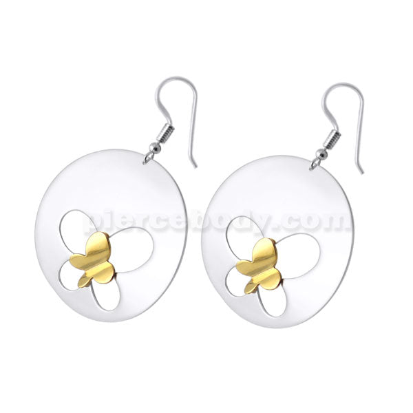 Stainless Steel Dangling Butterfly Earring