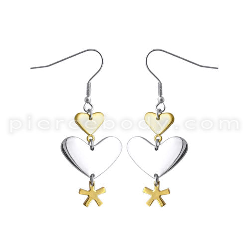 Stainless Steel Dangling Heart Earring