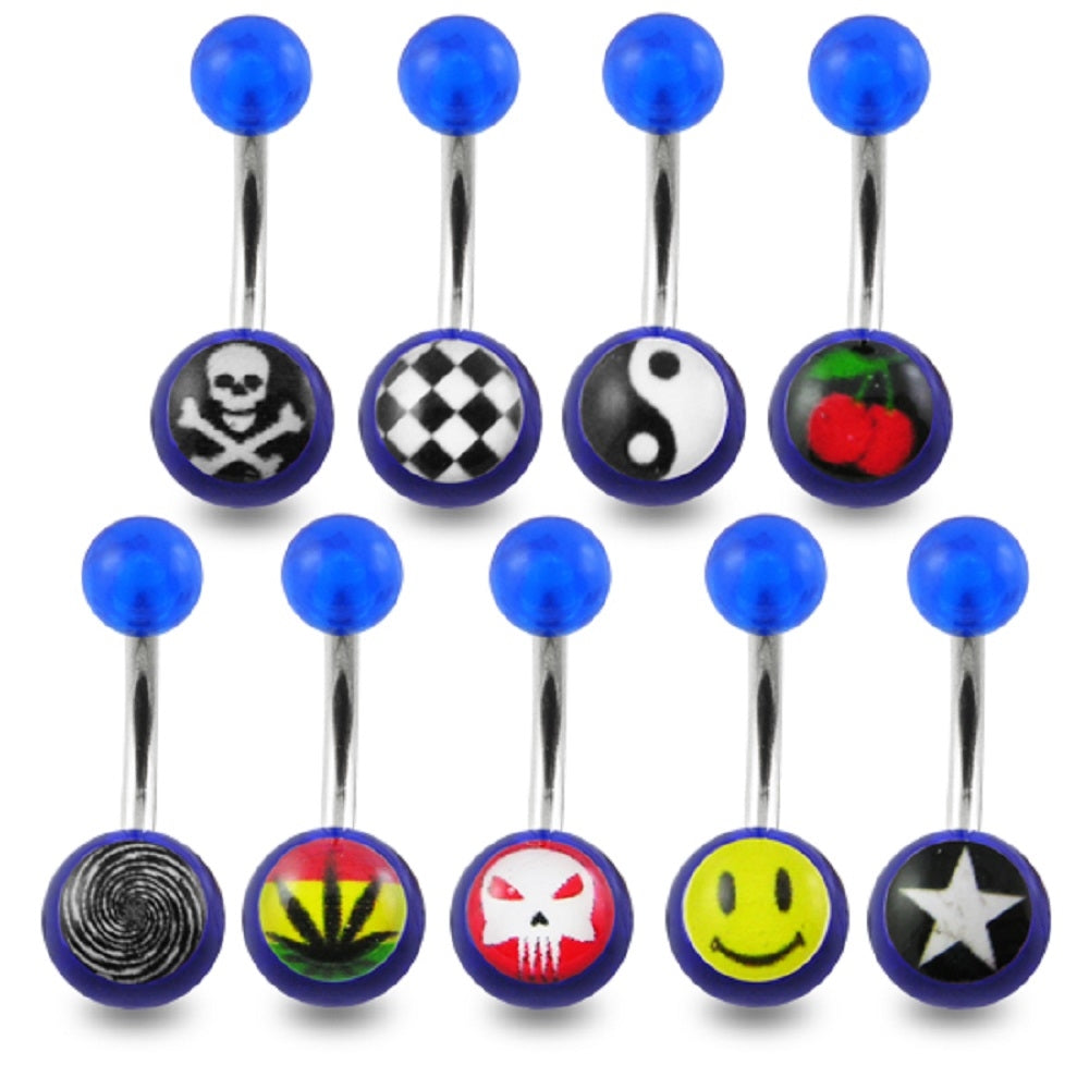 316L Belly Banana With UV Smiles Logo Balls Body Jewelry