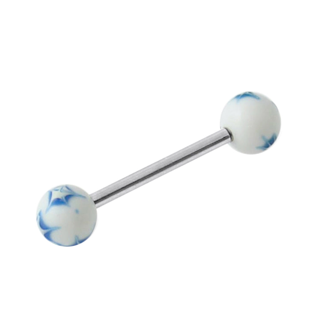 Steel And UV Tongue Bar With Fancy UV Balls